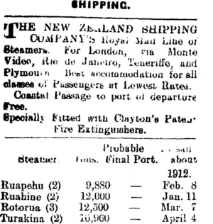 Page 1 Advertisements Column 1 (Mataura Ensign 28-12-1911)