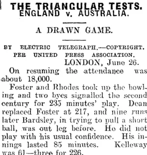 THE TRIANGULAR TESTS. (Mataura Ensign 28-6-1912)