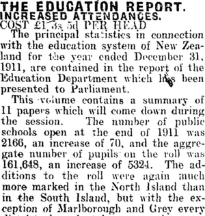 THE EDUCATION REPORT. (Mataura Ensign 4-9-1912)