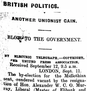 BRITISH POLITICS. (Mataura Ensign 12-9-1912)