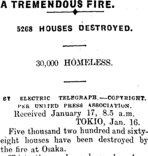A TREMENDOUS FIRE. (Mataura Ensign 17-1-1912)