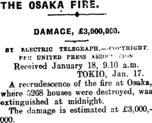 THE OSAKA FIRE. (Mataura Ensign 18-1-1912)