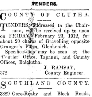 Page 1 Advertisements Column 4 (Mataura Ensign 3-2-1912)