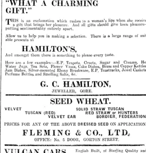 Page 1 Advertisements Column 3 (Mataura Ensign 7-10-1912)