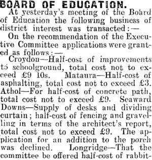 BOARD OF EDUCATION. (Mataura Ensign 2-11-1912)