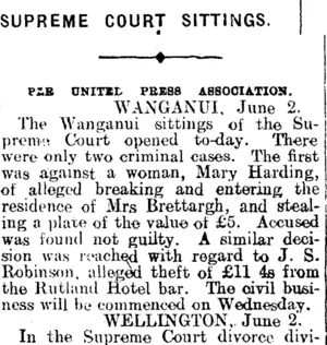 SUPREME COURT SITTINGS. (Mataura Ensign 3-6-1913)
