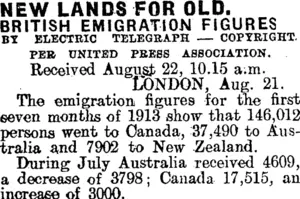 NEW LANDS FOR OLD. (Mataura Ensign 22-8-1913)