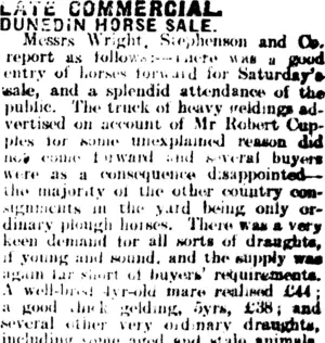 LATE COMMERCIAL. (Mataura Ensign 10-2-1913)