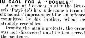 IN GAOL FOR A "DOUBLE." (Mataura Ensign 20-2-1913)