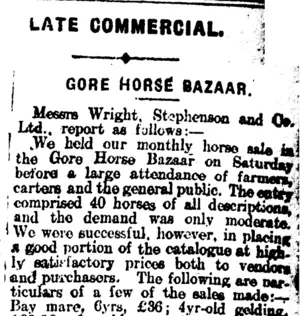 LATE COMMERCIAL. (Mataura Ensign 10-3-1913)