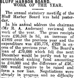 BLUFF HARBOR BOARD. (Mataura Ensign 28-3-1913)