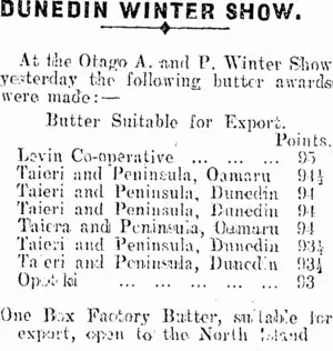 DUNEDIN WINTER SHOW. (Mataura Ensign 3-6-1914)