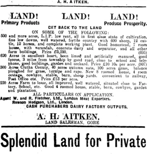 Page 8 Advertisements Column 1 (Mataura Ensign 31-7-1914)