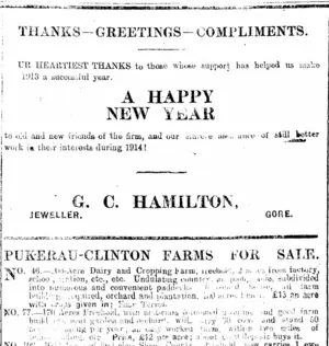 Page 1 Advertisements Column 3 (Mataura Ensign 6-1-1914)