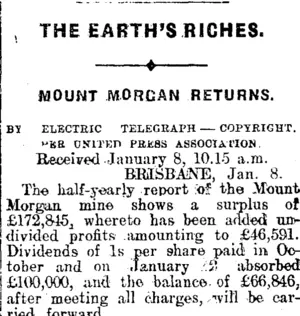 THE EARTH'S RICHES. (Mataura Ensign 8-1-1914)