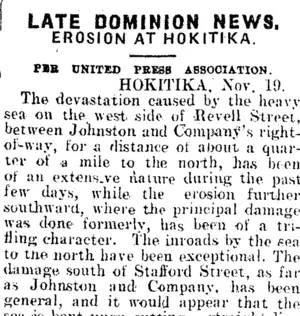 LATE DOMINION NEWS. (Mataura Ensign 20-11-1914)