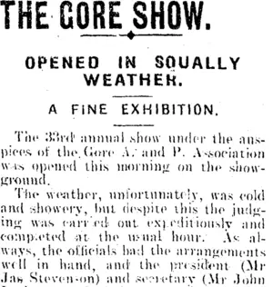 THE GORE SHOW. (Mataura Ensign 1-12-1914)
