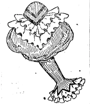 This sleevo l^mite a novelty. It shows  the shape of thOTop of tho arm and is full above the elbow. The frills, of course, can be omitted. (Manawatu Herald, 17 March 1898)