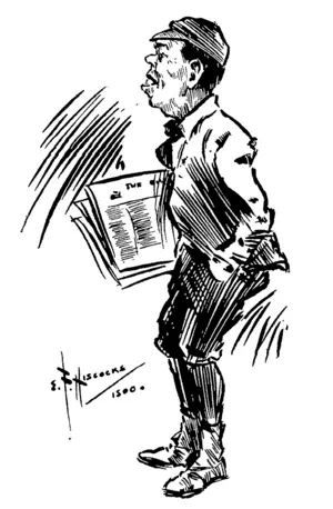 POST, SIR!"  A PILLAR OF THE PRESS. (New Zealand Free Lance, 24 November 1900)