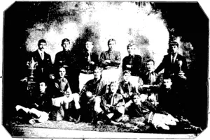 Back Roiv—D. H. Bound (Secietary), W. Hodges, W. Bevan, J. S. Eeddy, H. Iggulden, P. Fitzgeiald, E. Bowden (Line Umpne). Front Row—C. Bowden, L. Oveiend, A. Williams (Captain), H. Wiflin, J. Hamilton. G. Eeddy, J. Murphy.  —Iicmj and t» , Photo, (New Zealand Free Lance, 11 October 1902)