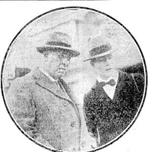 Len McKenzie (left) asks Keith Taylor how Kuhio won the  Winter Cup. ��� (NZ Truth, 29 August 1925)