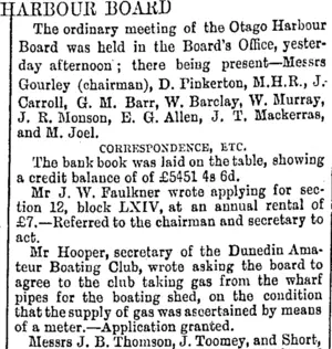 HARBOUR BOARD. (Otago Daily Times 26-1-1894)