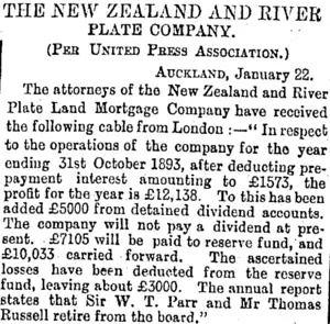 THE NEW ZEALAND AND RIVER PLATE COMPANY. (Otago Daily Times 23-1-1894)