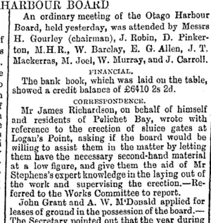 HARBOUR BOARD. (Otago Daily Times 9-2-1894)