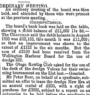 ORDINARY MEETING. (Otago Daily Times 21-2-1894)