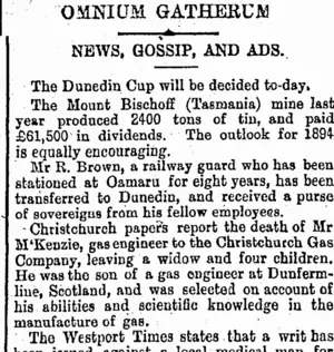 OMNIUM GATHERUM. (Otago Daily Times 21-2-1894)