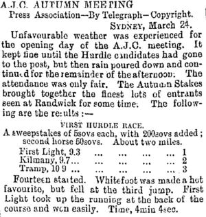 A.J.C. AUTUMN MEETING. (Otago Daily Times 26-3-1894)