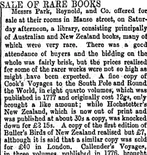 SALE OF RARE BOOKS. (Otago Daily Times 2-4-1894)