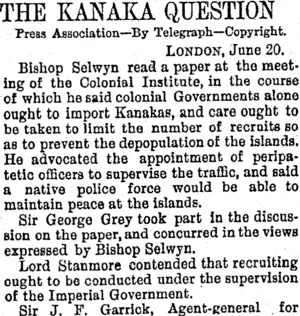 THE KANAKA QUESTION. (Otago Daily Times 21-6-1894)