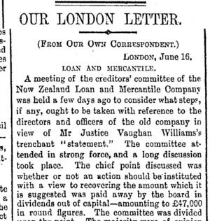 OUR LONDON LETTER. (Otago Daily Times 31-7-1894)