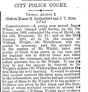 CITY POLICE COURT. (Otago Daily Times 4-8-1894)