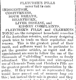 FLETCHER'S PILLS (Otago Daily Times 4-8-1894)