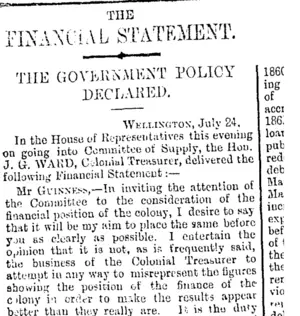 THE FINANCIAL STATEMENT. (Otago Daily Times 7-8-1894)