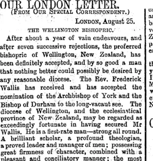 OUR LONDON LETTER. (Otago Daily Times 13-10-1894)
