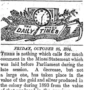 THE OTAGO DAILY TIMES FRIDAY, OCTOBER 26, 1894. (Otago Daily Times 26-10-1894)