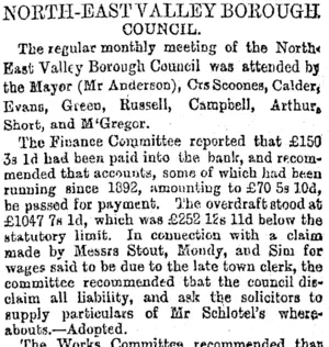 NORTH-EAST VALLEY BOROUGH COUNCIL. (Otago Daily Times 30-10-1894)