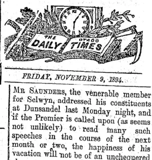 THE OTAGO DAILY TIMES FRIDAY, NOVEMBER 9, 1894. (Otago Daily Times 9-11-1894)