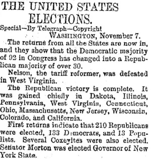 THE UNITED STATES ELECTIONS. (Otago Daily Times 9-11-1894)