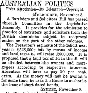 AUSTRALIAN POLITICS. (Otago Daily Times 9-11-1894)