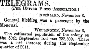 TELEGRAMS. (Otago Daily Times 9-11-1894)