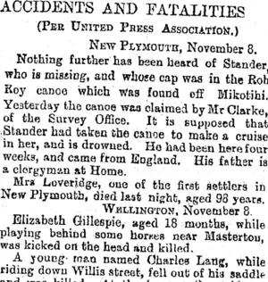 ACCIDENTS AND FATALITIES. (Otago Daily Times 9-11-1894)