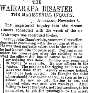 THE WAIRARAPA DISASTER. (Otago Daily Times 9-11-1894)