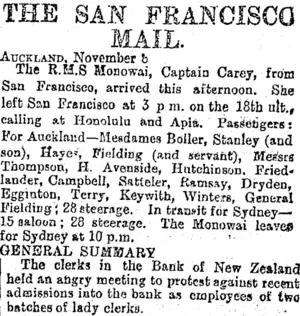 THE SAN FRANCISCO MAIL. (Otago Daily Times 9-11-1894)