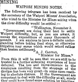 MINING. (Otago Daily Times 9-11-1894)
