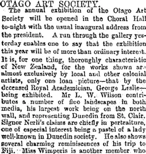 OTAGO ART SOCIETY. (Otago Daily Times 9-11-1894)