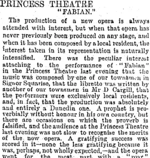 PRINCESS THEATRE. (Otago Daily Times 9-11-1894)